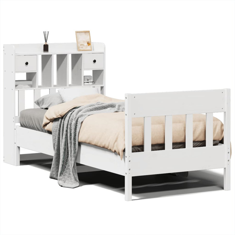 Bedframe zonder matras massief grenenhout wit 90x200 cm