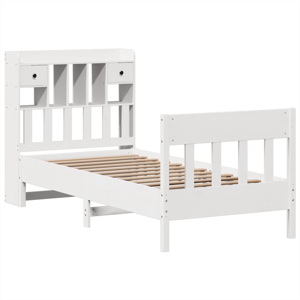 Bedframe zonder matras massief grenenhout wit 90x200 cm