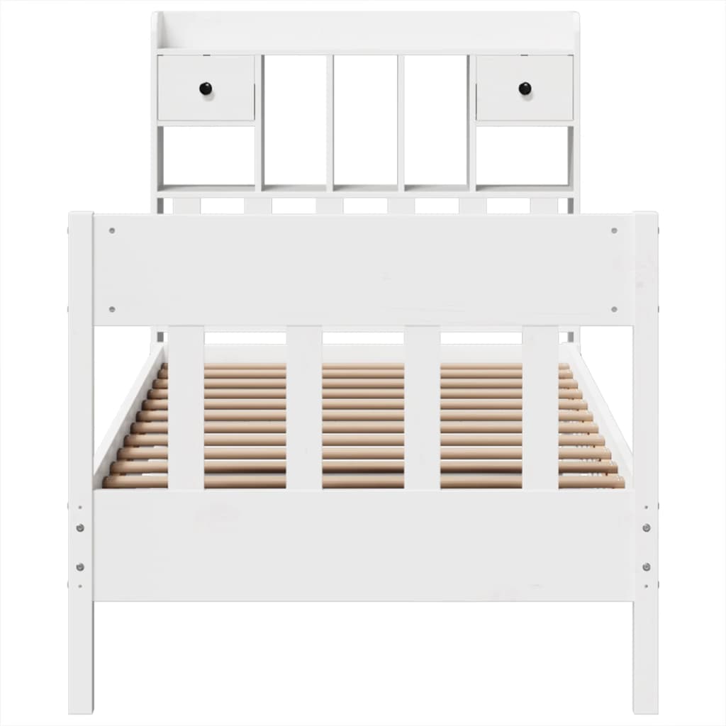 Bedframe zonder matras massief grenenhout wit 90x200 cm
