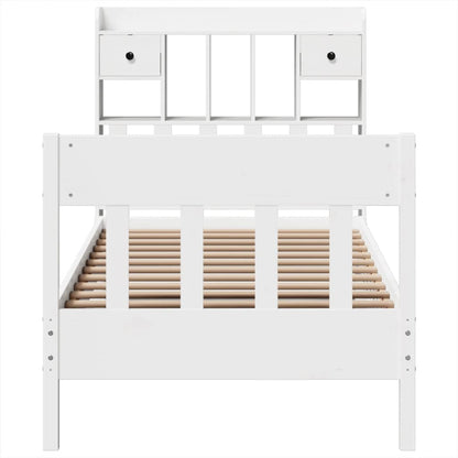 Bedframe zonder matras massief grenenhout wit 90x200 cm