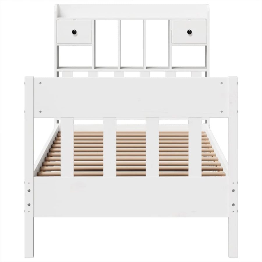 Bedframe zonder matras massief grenenhout wit 90x200 cm