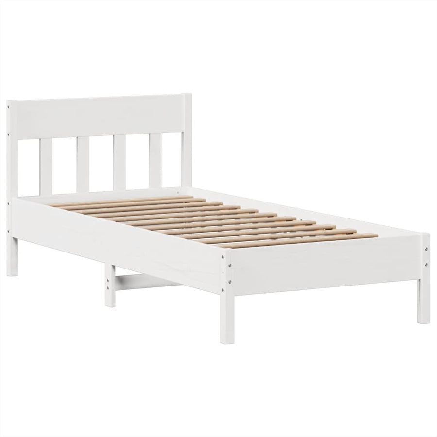 Bedframe zonder matras massief grenenhout wit 90x200 cm