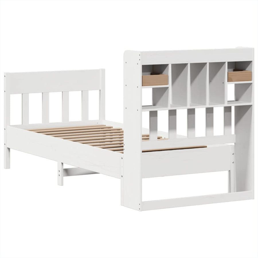 Bedframe zonder matras massief grenenhout wit 90x200 cm