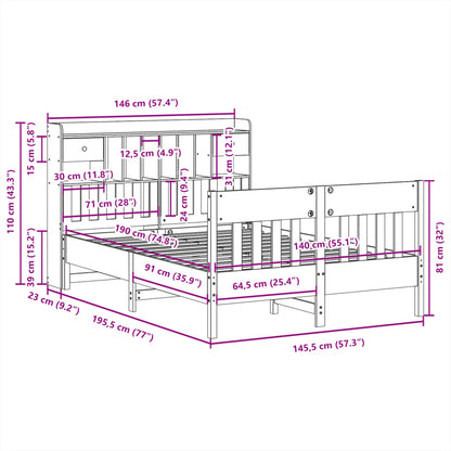 Bedframe zonder matras massief grenenhout 140x190 cm
