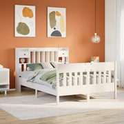 Bedframe massief grenenhout wit 140x190 cm