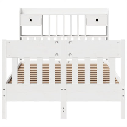 Bedframe zonder matras massief grenenhout wit 135x190 cm