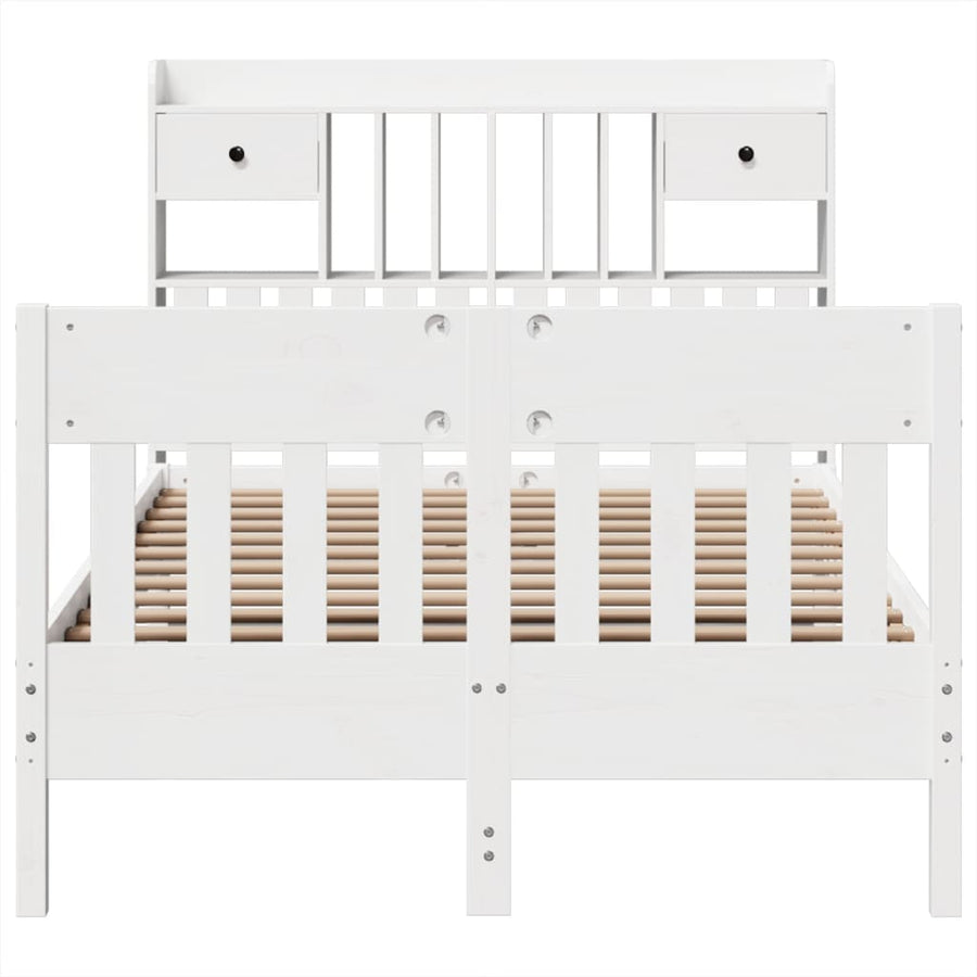 Bedframe zonder matras massief grenenhout wit 135x190 cm