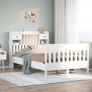 Bed frame without mattress solid pine wood white 135x190 cm