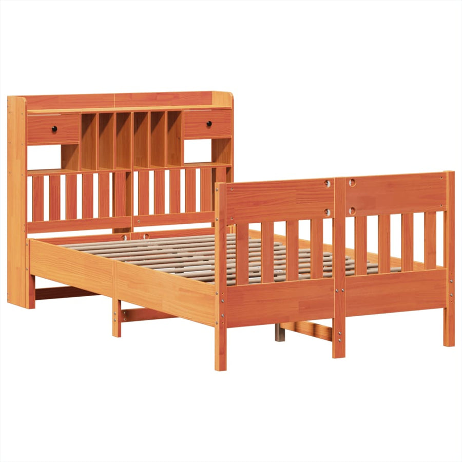 Bedframe zonder matras massief grenenhout wasbruin 135x190 cm