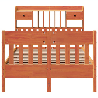 Bedframe zonder matras massief grenenhout wasbruin 135x190 cm