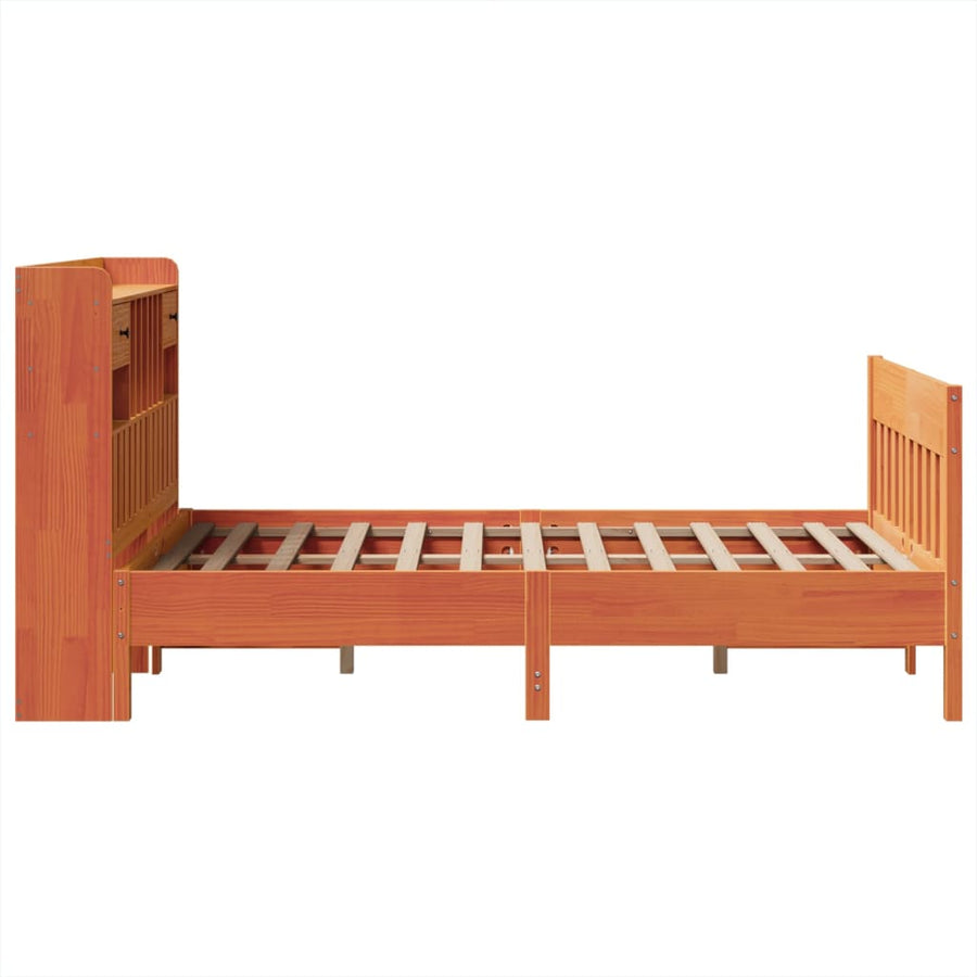 Bedframe zonder matras massief grenenhout wasbruin 135x190 cm