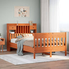 Bedframe massief grenenhout wasbruin 135x190 cm
