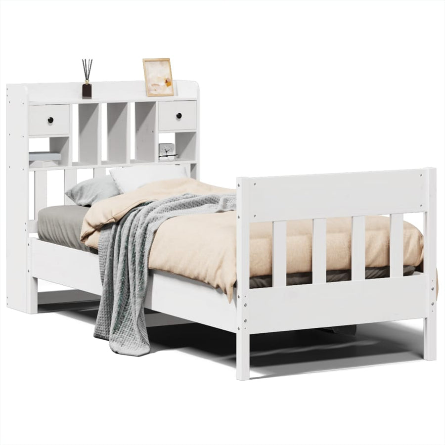 Bedframe zonder matras massief grenenhout wit 90x190 cm