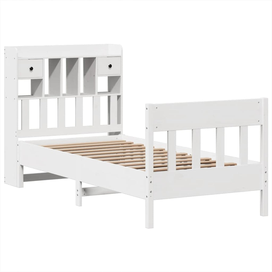Bedframe zonder matras massief grenenhout wit 90x190 cm