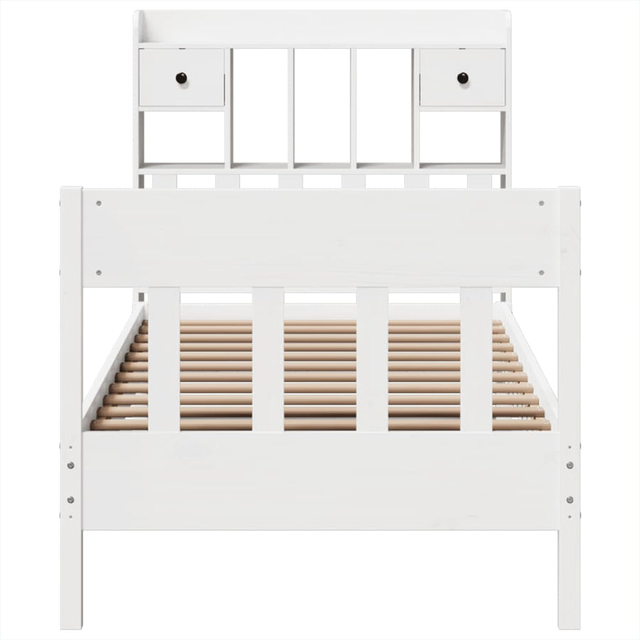 Bedframe zonder matras massief grenenhout wit 90x190 cm