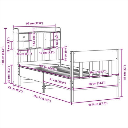 Bedframe zonder matras massief grenenhout wit 90x190 cm