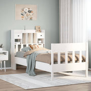 Bedframe massief grenenhout wit 90x190 cm