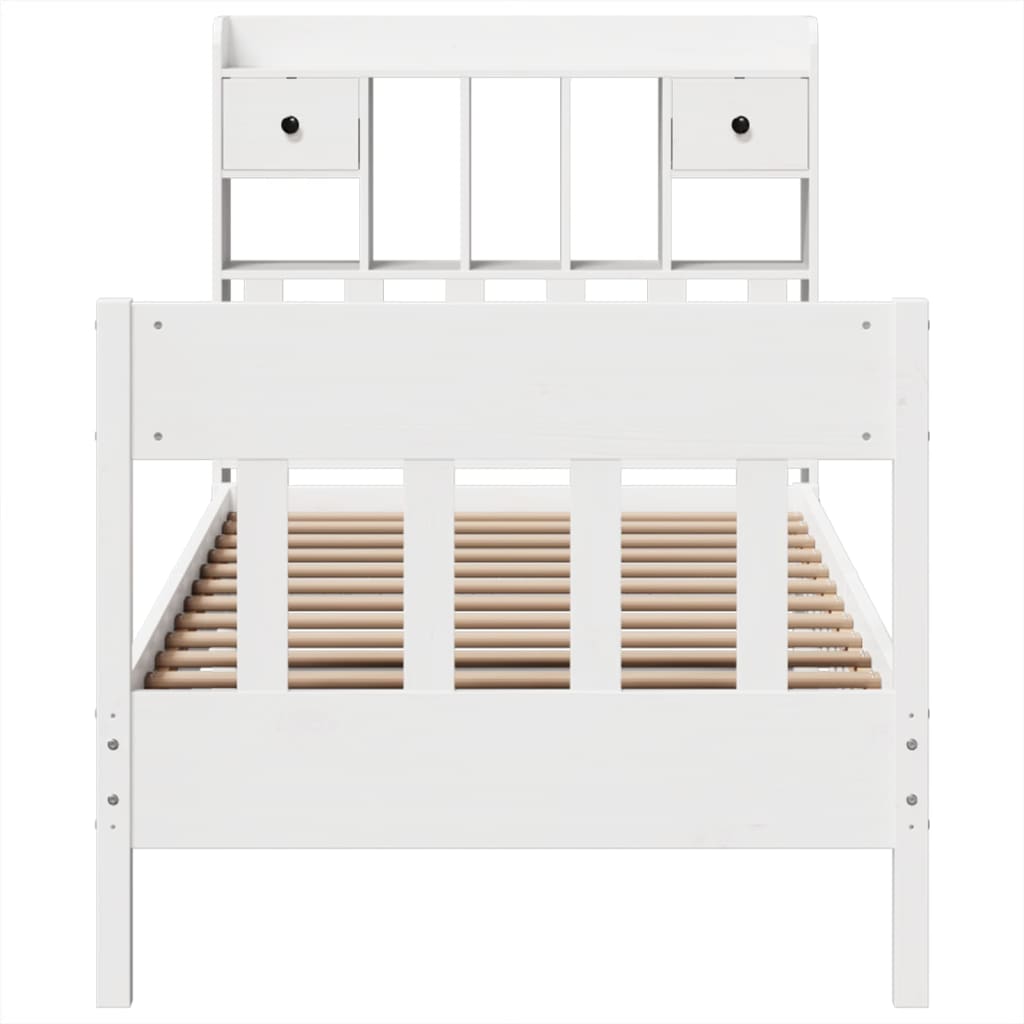 Bedframe zonder matras massief grenenhout wit 75x190 cm