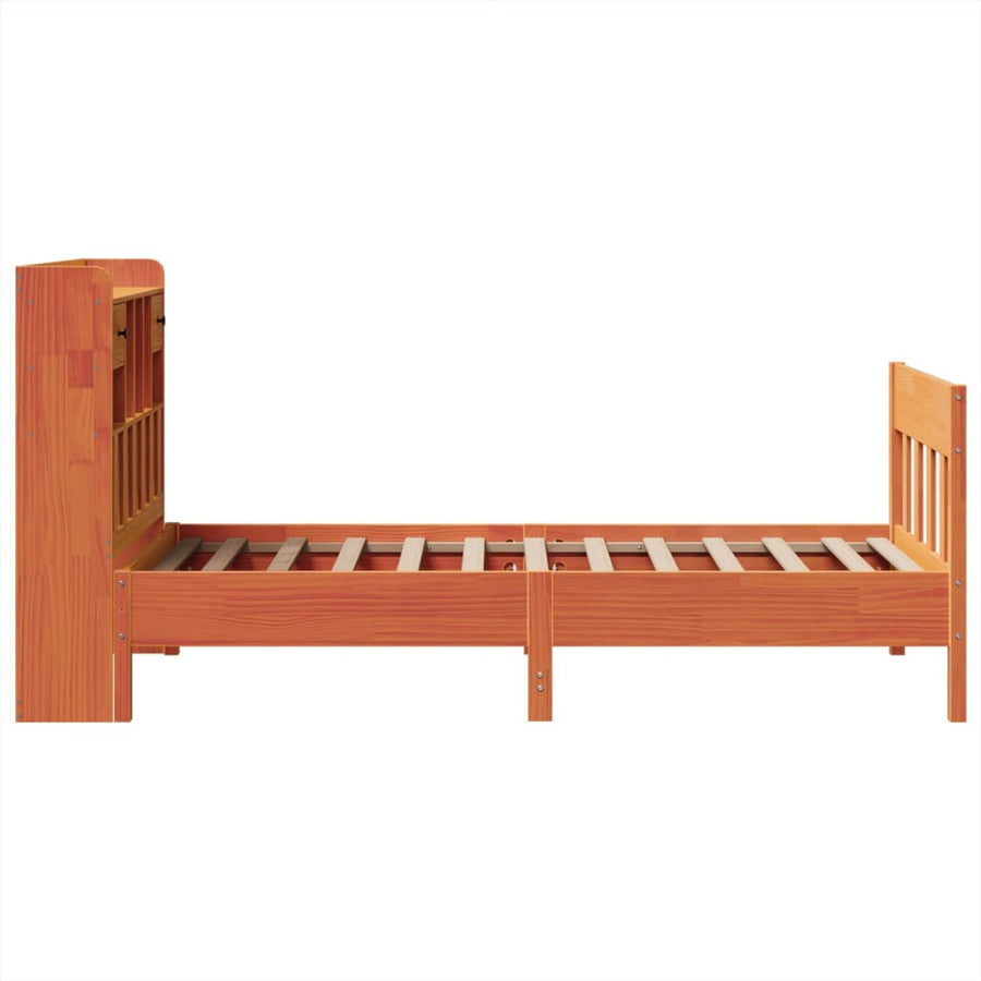 Bedframe zonder matras massief grenenhout wasbruin 75x190 cm