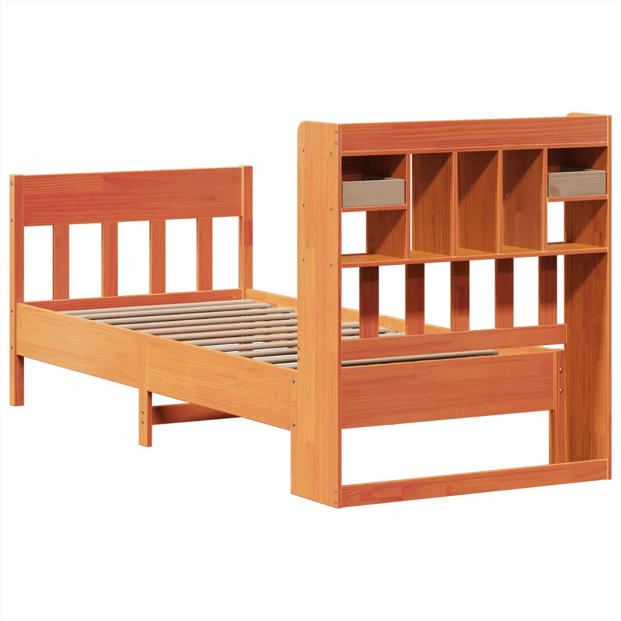 Bedframe zonder matras massief grenenhout wasbruin 75x190 cm