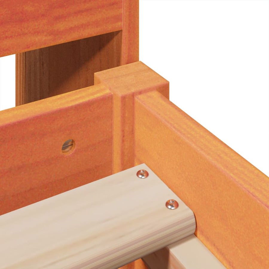 Bedframe zonder matras massief grenenhout wasbruin 75x190 cm