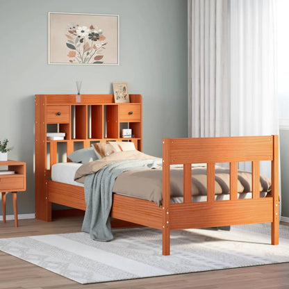 Bedframe zonder matras massief grenenhout wasbruin 75x190 cm