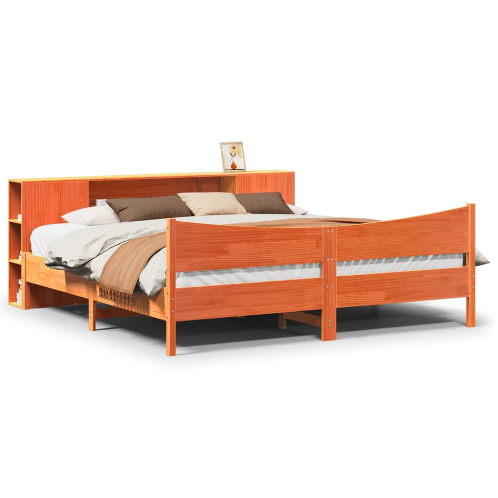 Bedframe zonder matras massief grenenhout wasbruin 200x200 cm