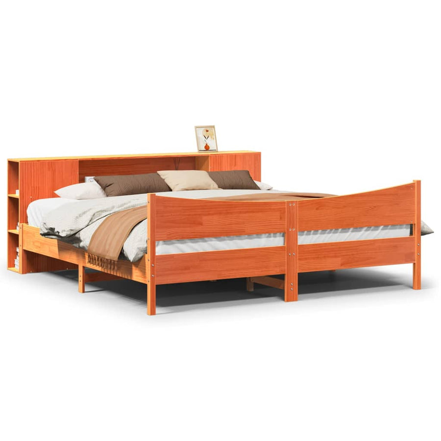 Bedframe zonder matras massief grenenhout wasbruin 200x200 cm