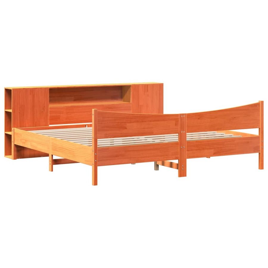 Bedframe zonder matras massief grenenhout wasbruin 200x200 cm