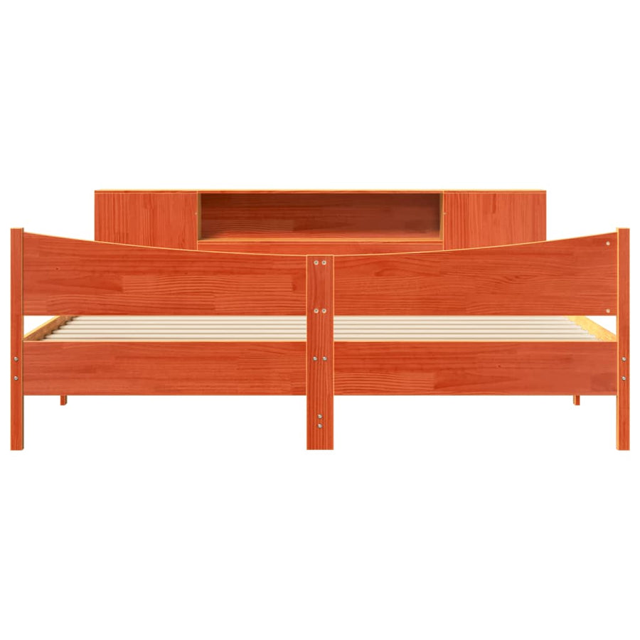 Bedframe zonder matras massief grenenhout wasbruin 200x200 cm