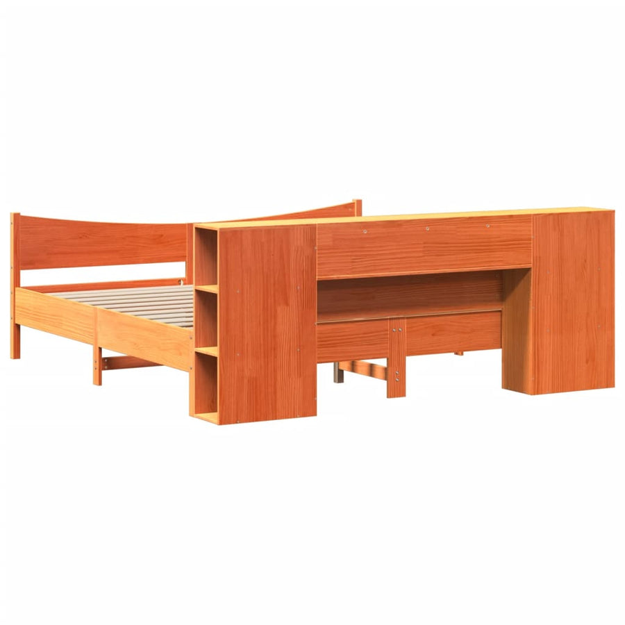 Bedframe zonder matras massief grenenhout wasbruin 200x200 cm