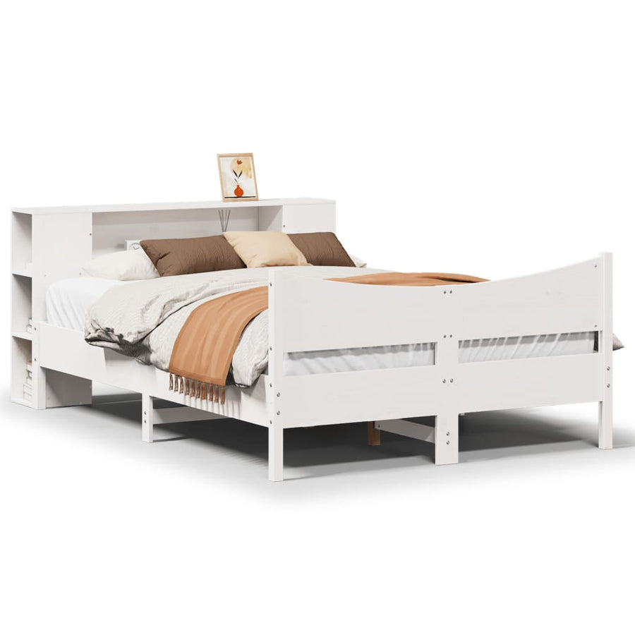 Bedframe zonder matras massief grenenhout wit 140x200 cm
