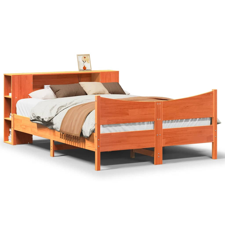 Bedframe zonder matras massief grenenhout wasbruin 140x200 cm
