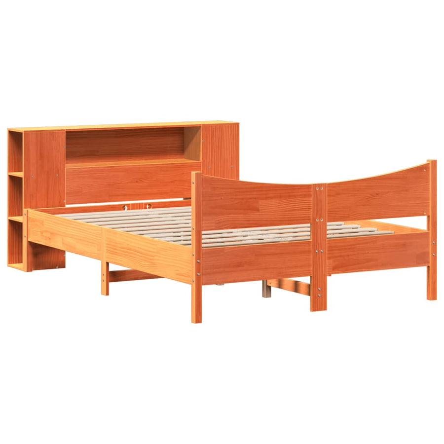 Bedframe zonder matras massief grenenhout wasbruin 140x200 cm