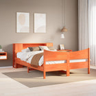 Solid pine wood bed frame without mattress, wax brown, 140x200 cm