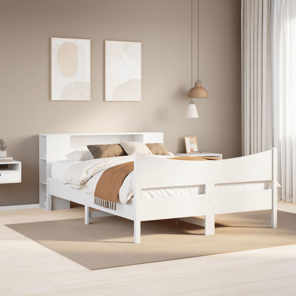 Bedframe zonder matras massief grenenhout wit 120x200 cm