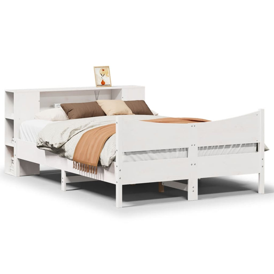 Bedframe zonder matras massief grenenhout wit 140x190 cm