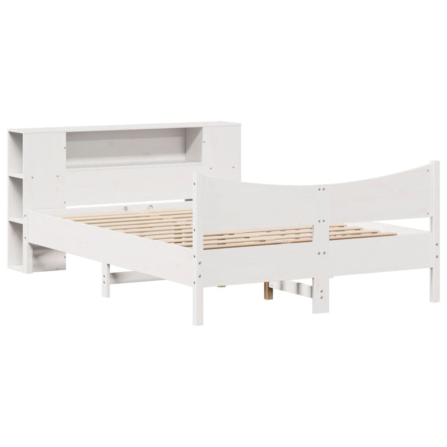 Bedframe zonder matras massief grenenhout wit 140x190 cm