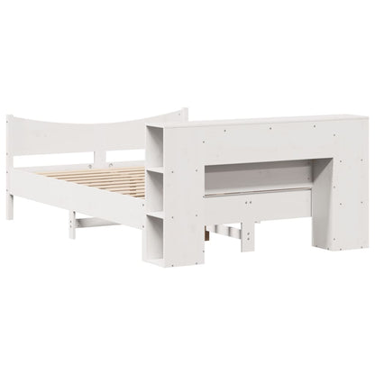 Bedframe zonder matras massief grenenhout wit 140x190 cm