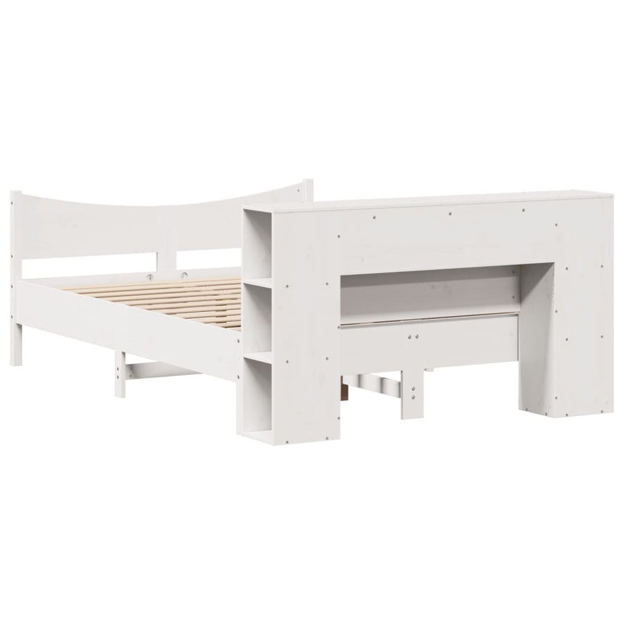 Bedframe zonder matras massief grenenhout wit 140x190 cm