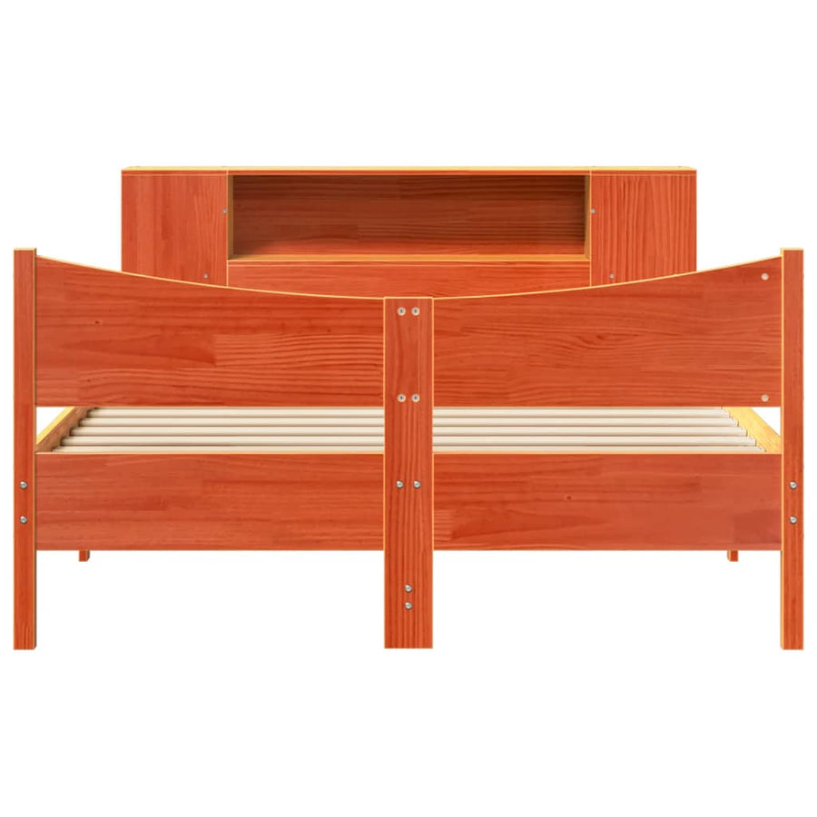 Bed met matras massief grenenhout wasbruin 140x190 cm