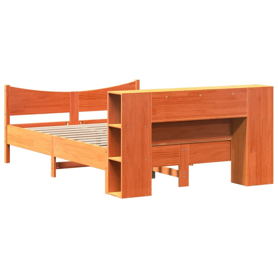 Bed met matras massief grenenhout wasbruin 140x190 cm