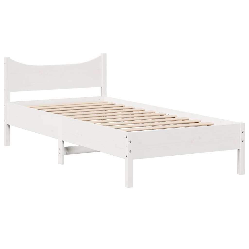 Bedframe zonder matras massief grenenhout wit 140x200 cm