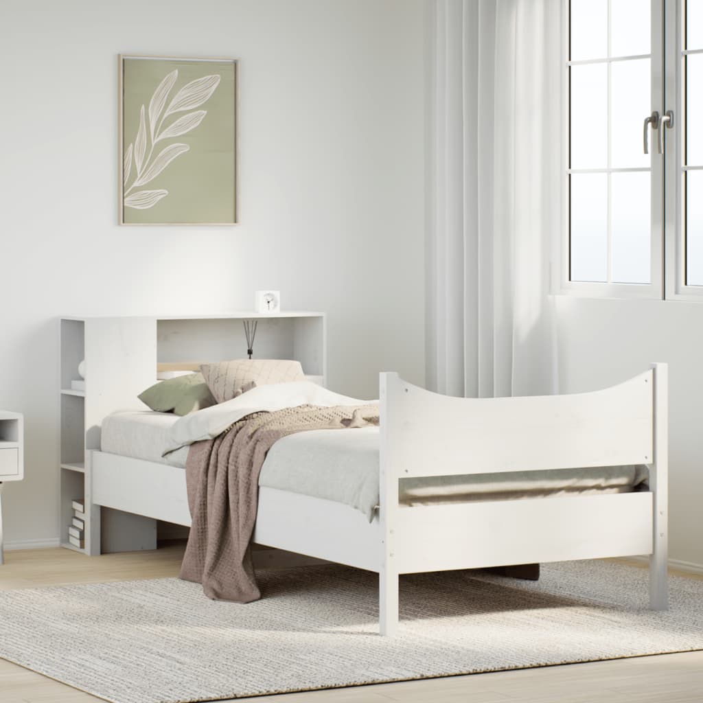 Bedframe zonder matras massief grenenhout wit 140x200 cm