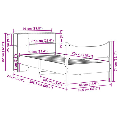 Bedframe zonder matras massief grenenhout 90x200 cm
