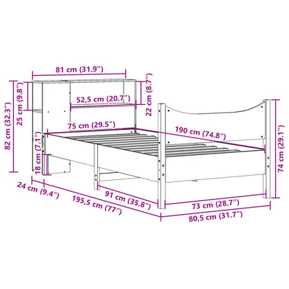 Bedframe zonder matras massief grenenhout 75x190 cm