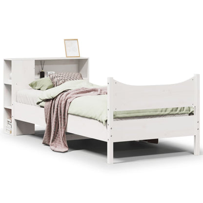 Bedframe zonder matras massief grenenhout wit 75x190 cm