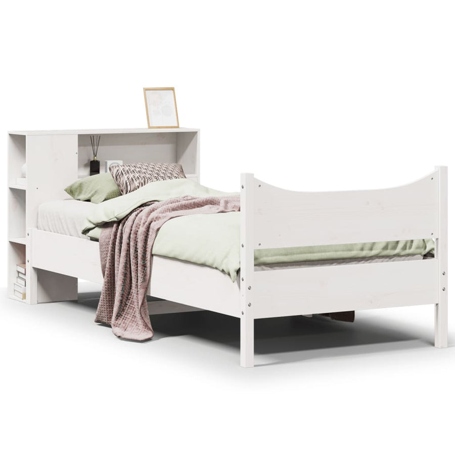Bedframe zonder matras massief grenenhout wit 75x190 cm