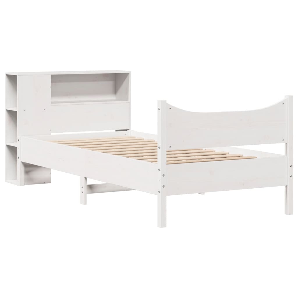 Bedframe zonder matras massief grenenhout wit 75x190 cm