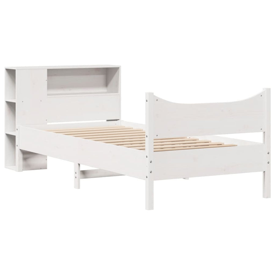 Bedframe zonder matras massief grenenhout wit 75x190 cm